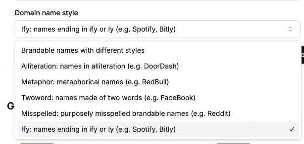 Domain name generation style